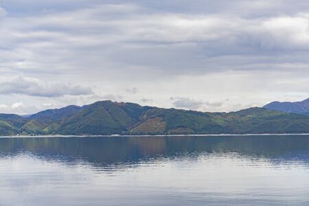Beautiful landscape of Lake Tazawako at Akita, Japanの写真素材
