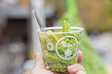 Kakunodate, OCT 21: Close up shot of a cup of Matcha ice cream on OCT 21, 2019 at Kakunodate, Japanのeditorial素材