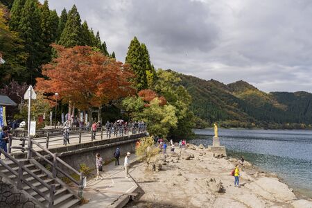 Akita, OCT 23: Beautiful landscape of Lake Tazawako on OCT 23, 2019 at Akita, Japanのeditorial素材