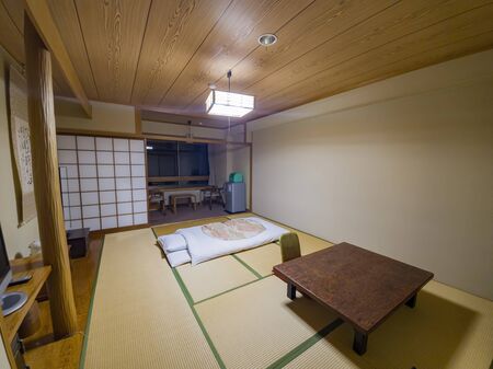 Aomori, OCT 24: Interior view of a Japanese style hotel room on OCT 24, 2019 at Aomori, Japanのeditorial素材
