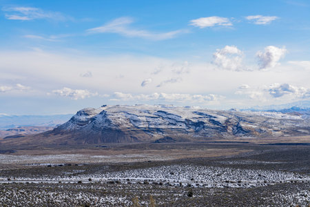 Winter snowy landscape of the famous Red Rock Canyon National Conservation Area near Las Vegas,...
