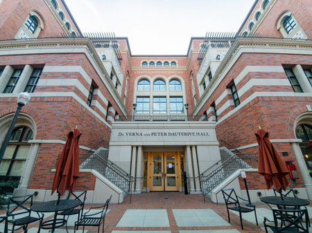 Los Angeles, Jan 15: Afternoon sunny view of the Dr. Verna and Peter Dautervie Hall of USC on JAN...