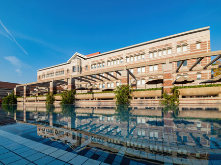 Los Angeles, Jan 15: Afternoon sunny view of the Leavery Library of USC on JAN 15, 2020 at Los...