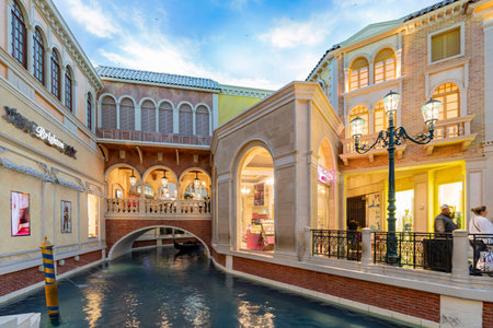 Las Vegas, Jan 10: Interior view of the Grand Canal Shoppes on JAN 10, 2020 at Las Vegas, Nevada