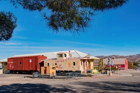 Henderson, JAN 7: Exterior view of the red barn and train station in Clark County Museum on JAN 7, 2020 at Henderson, Nevadaのeditorial素材