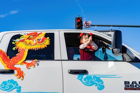 Las Vegas, JAN 25:  Morning sunny view of the Art District parade on JAN 25, 2020 at Las Vegas, Nevadaのeditorial素材
