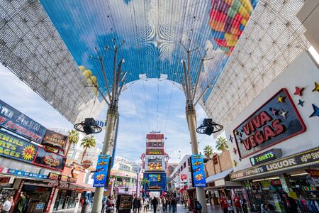 Las Vegas, Jan 25: Afternoon view of the famous Fremont Street on JAN 25, 2020 at Las Vegas, Nevadaのeditorial素材