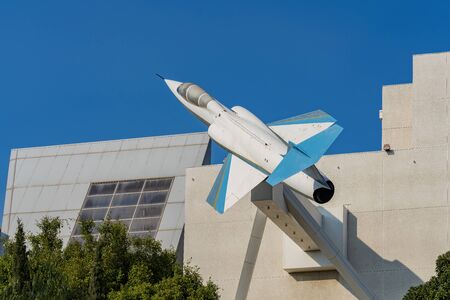 Los Angeles, Jan 15: Afternoon sunny view of Lockheed F-104D Starfighter on the wall of the California Science Center on JAN 15, 2020 at Los Angeles, Californiaのeditorial素材