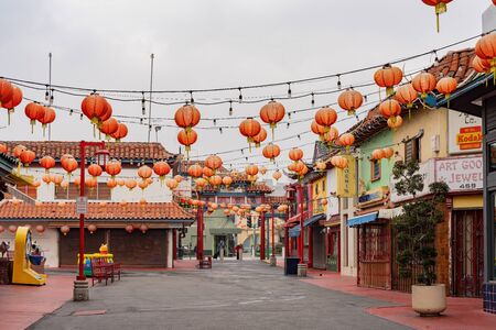 Los Angeles, Jan 16: Central plaza of Chinatown on JAN 16, 2020 at Los Angeles, Californiaのeditorial素材