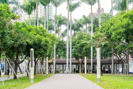 Taichung, NOV 3: Morning view of the Museum Art Park Way on NOV 3, 2019 at Taichung, Taiwanのeditorial素材