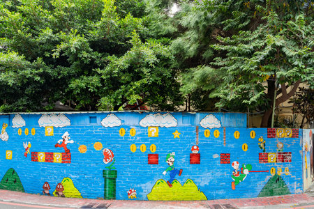 Taichung, NOV 3: Morning view of the Painted Animation Lane on NOV 3, 2019 at Taichung, Taiwanのeditorial素材
