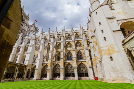 Old campus in Cambridge University at Cambrdige, United Kingdomの写真素材