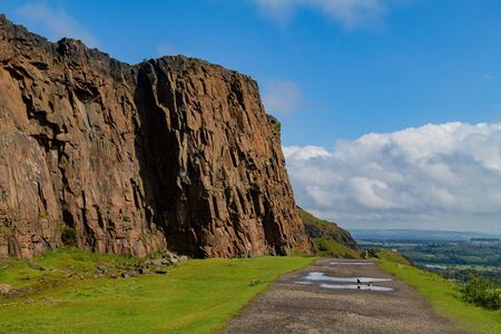 Beautiful natural landscape of Holyrood Park at Edinburghの写真素材