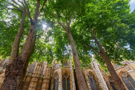 Exterior view of the Westminster Abbey at London, United Kingdomの写真素材