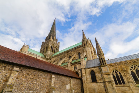 Sunny exterior view near Chichester Cathedral at United Kingdom
