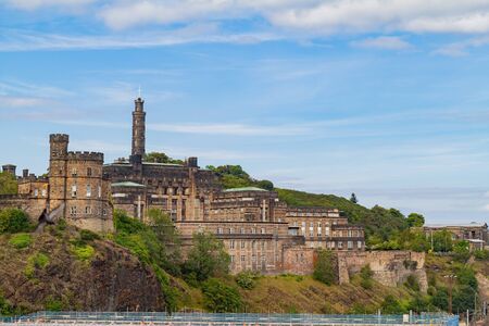 Morning sunny view of the Calton Hill area at Edinburgh, United Kingdomの写真素材