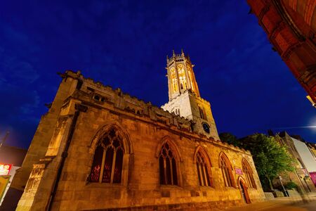 Night view of the All Saints' Church at York, United Kingdomの写真素材