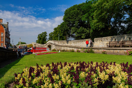 York, JUL 15: Morning view of the York City Wall on JUL 15, 2011 at York, United Kingdom