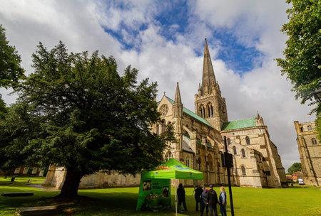 Chichester, JUL 8: Sunny exterior view of the landscape near Chichester Cathedral on JUL 8, 2011 at...