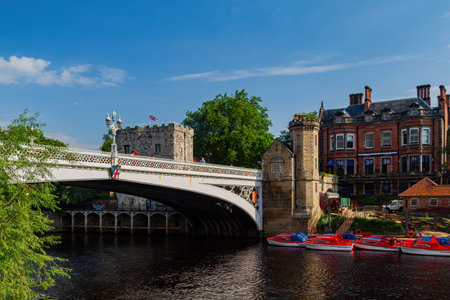 York, JUL 15: Morning view near the Station Road bridge on JUL 15, 2011 at York, United Kingdom