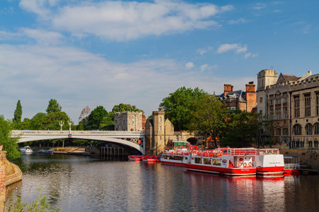 York, JUL 15: Morning view near the Station Road bridge on JUL 15, 2011 at York, United Kingdomのeditorial素材