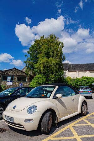 Ambelside, JUL 13: Close up shot of a white Volkswagen Beetle on JUL 13, 2011 at Ambelside, United Kingdomのeditorial素材