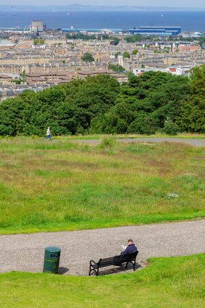 Edinburgh, JUL 12: Morning sunny view of the Calton Hill area on JUL 12, 2011 at Edinburghのeditorial素材