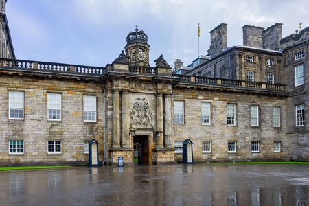Exterior view of The Palace of Holyroodhouse at Edinburghのeditorial素材
