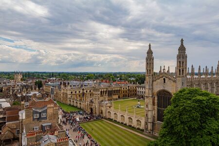 Aerial view of the King's College and cityscape at Cambridge, United Kingdomのeditorial素材