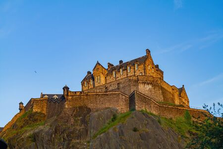 Afternoon sunny view of the Ediburgh Castle at Edinburgh, United Kingdomのeditorial素材