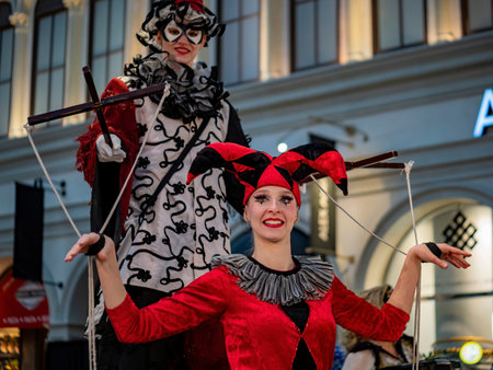 Las Vegas, FEB 12: People dress up and doing performance in Grand Canal Shoppes on FEB 12, 2020 at...