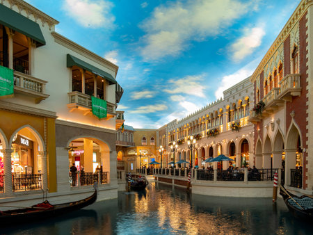 Las Vegas, FEB 12: Interior view of the Grand Canal Shoppes on FEB 12, 2020 at Las Vegas, Nevada