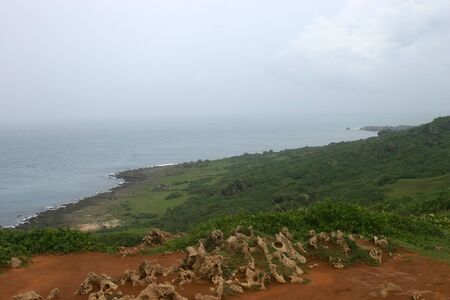 Storm view of the Fengchuisha at Kenting, Taiwanの写真素材