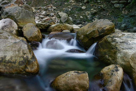 shot of a creek and rocks at Gukeng, Taiwan