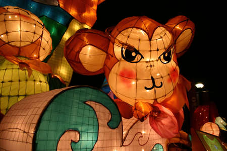 Taipei, FEB 6: Lantern Festival decoration night view in National Chiang Kai-shek Memorial Hall on FEB 6, at Taipei, Taiwanのeditorial素材