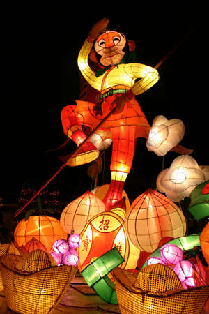 Taipei, FEB 6: Lantern Festival decoration night view in National Chiang Kai-shek Memorial Hall on FEB 6, at Taipei, Taiwanのeditorial素材