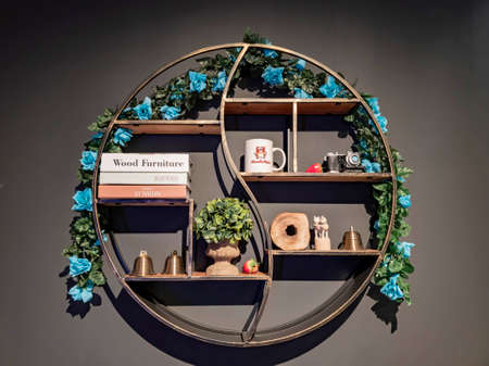 Las Vegas, FEB 27, 2020 - Round shelf decorated with many cute itemsのeditorial素材