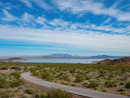 Beautiful nature landscape around Historic Railroad Hiking Trail at Las Vegas, Nevadaの写真素材