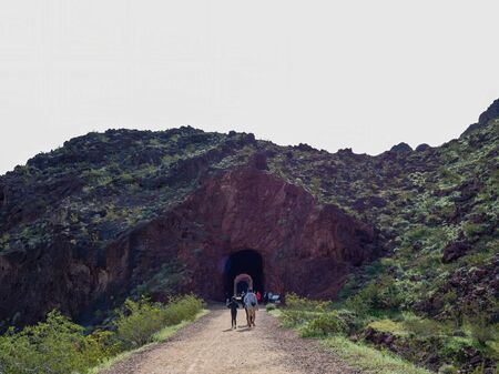 Beautiful nature landscape around Historic Railroad Hiking Trail at Las Vegas, Nevadaの写真素材