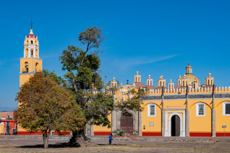 Exterior sunny view of Capilla Real o de Naturales at Puebla, Mexico