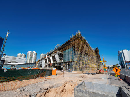 Las Vegas, MAR 30, 2020 - Afternoon view of the Construction site of new convention center
