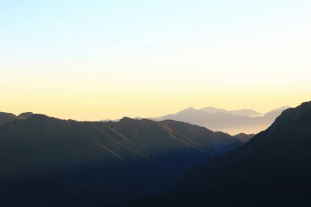 Beautiful sunrise in Hehuanshan at Nantou, Taiwanの写真素材