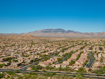 High angle view of some residence building of Enterprise area at Las Vegas, Nevadaの写真素材