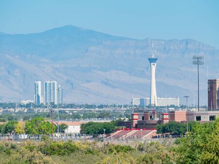Sunny view of the Las Vegas strip skyline from Henderson at Nevadaの写真素材