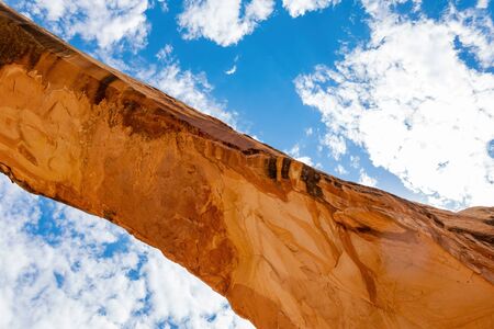 Sunny view of the Hickman Bridge of Capitol Reef National Park at Utahの写真素材