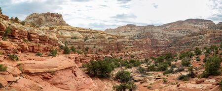 Beautiful landscape along the Cassidy Arch Trail of Capitol Reef National Park at Utahの写真素材