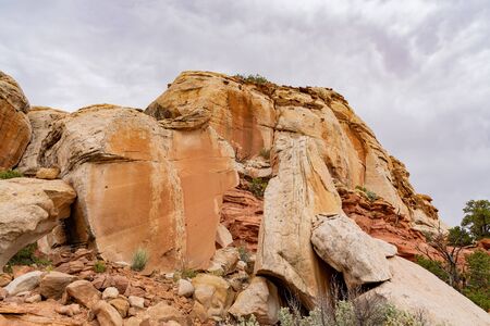 Beautiful landscape along the Cassidy Arch Trail of Capitol Reef National Park at Utahの写真素材