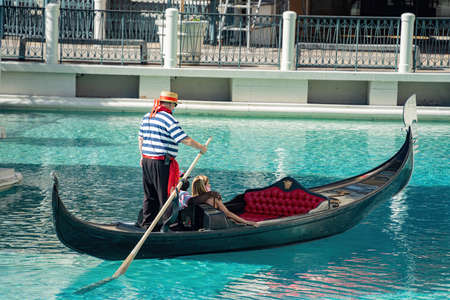 Las Vegas, JUN 30, 2020 -People playing Gondola with face maskのeditorial素材
