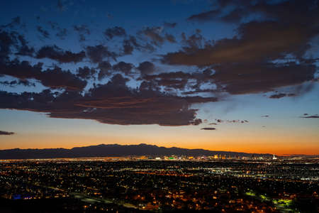 High angle sunset view of the famous Las Vegas Strip and cityscape at Nevadaの写真素材