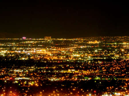 Night high angle view of the famous Las Vegas cityscape at Nevada, USAの写真素材